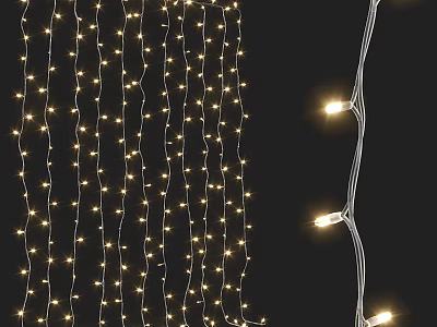 Warm White Decorative String Lights With Small Twinkling Bulbs For Indoor Holiday Decor 3d model