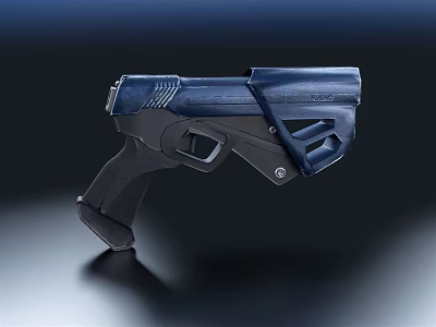 Blue And Black Modern Tactical Pistol With Sleek Design And Ergonomic Grip 3d model
