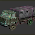 Olive Green Military Truck Featuring Canvas Covered Cargo Bed And Large Off Road Tires