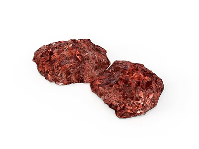 Natural Red Crystalline Mineral Specimens With Irregular Shapes On White Background 3d model