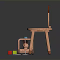 Cute Bear Shaped Wooden Chair With Toy Truck And Colorful Blocks