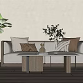 Modern Double Sofa Double Sofa Coffee Table Combination 3d model