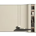 Modern Elegant Accent Wall Design With Textured Panel And Decorative Shelves 3d model