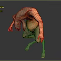 Bull Headed Mythical Creature Game Character With Muscular Body Bent Posture And Horns