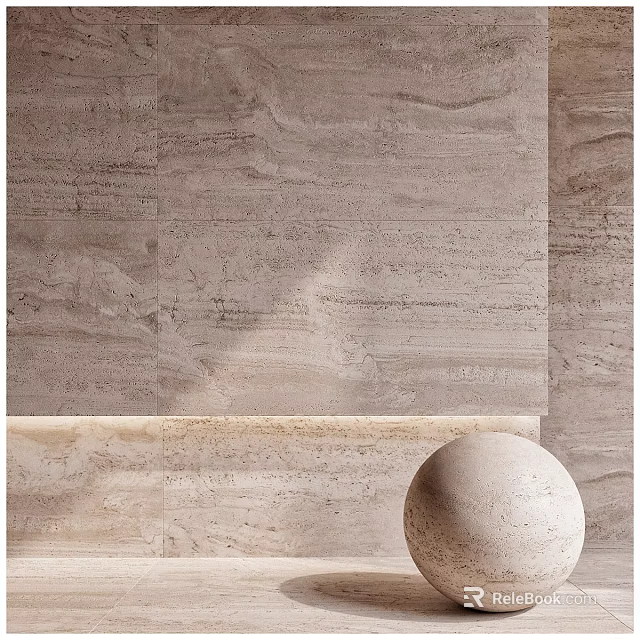 Natural Stone Texture Wall Component With Decorative Sphere And Modern Design 3d model