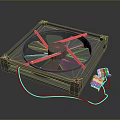 Household Square Fan With Plastic Housing Blades Wires And White Connector