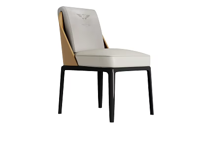 Modern White Dining Chair With Black Legs And Leather Padded Seat Backrest 3d model