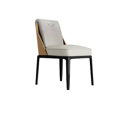 Modern White Dining Chair With Black Legs And Leather Padded Seat Backrest 3d model