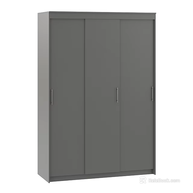 Modern Minimalist Gray Storage Cabinet With Multiple Doors Metal Handles Functional Design 3d model 