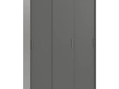 Modern Minimalist Gray Storage Cabinet With Multiple Doors Metal Handles Functional Design 3d model
