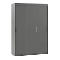 Modern Minimalist Gray Storage Cabinet With Multiple Doors Metal Handles Functional Design