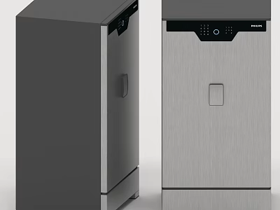 Modern Stainless Steel Lockers With Electronic Panel And Brushed Surface Finish 3d model