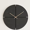 Minimalist Modern Black Round Clock With Golden Hands And Black Dividing Lines
