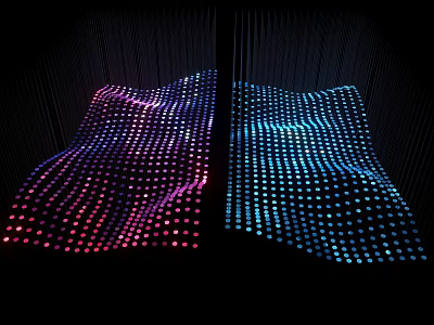 Modern Ceiling Design with Wavy Structure Colorful LED Light Dots and Dynamic Tech Inspired Look 3d model