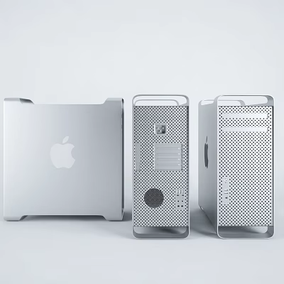Sleek Apple Computer Towers With Silver Design Multiple Models And Ventilation Grilles 3d model