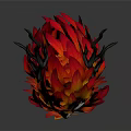 Game Movie Character With Flame Decorated Headpiece Twig Horns And Green Eyes