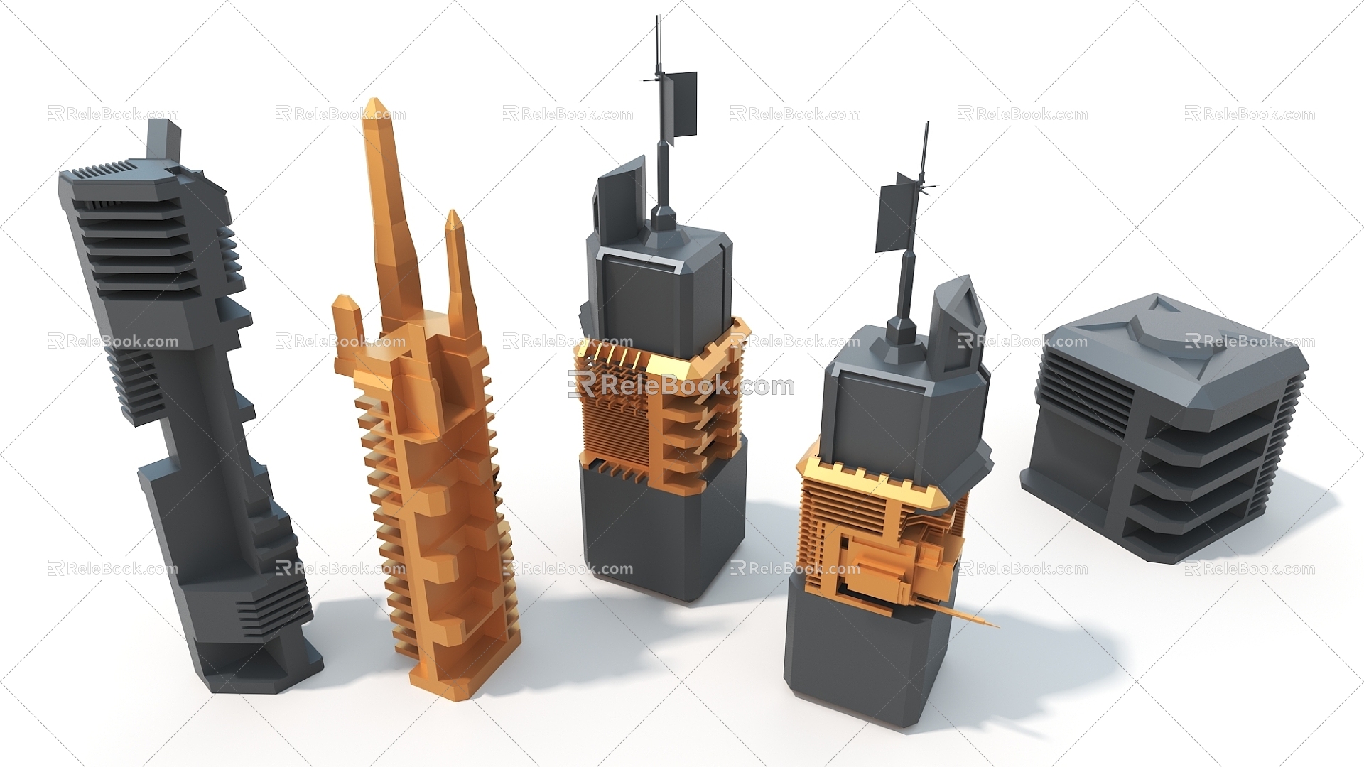 sci-fi hard surface column hard surface parts machinery high-tech industrial parts 3d model