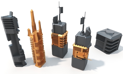 sci-fi hard surface column hard surface parts machinery high-tech industrial parts 3d model