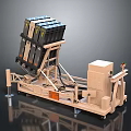Industrial Mechanical Stacking Device With Black Containers And Beige Control Base 3d model