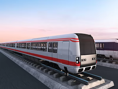 Modern subway train tram 3d model