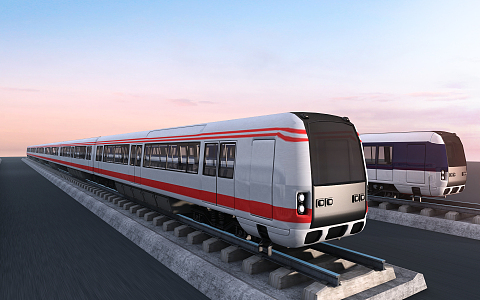 Modern subway train tram 3d model