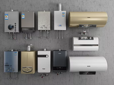 Various Types of Home Water Heaters in Different Colors and Modern Designs for Daily Use 3d model