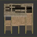 Natural Traditional Wooden Thatched House With Ladders Built On Stilts
