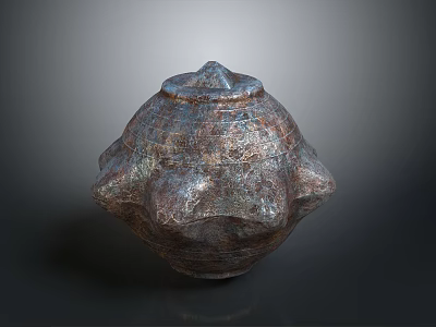 Ancient Textured Weapon with Polygonal Shape Protruding Base and Rustic Metal Surface 3d model