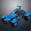 Rugged Terrain Exploration With Blue Off Road Vehicle And Large Tires