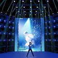 Live Concert Stage With Bright Lights Singer And Large Screen Performance 3d model