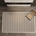 Square Rug With Grid Pattern On Wooden Floor Near Chair And Fireplace