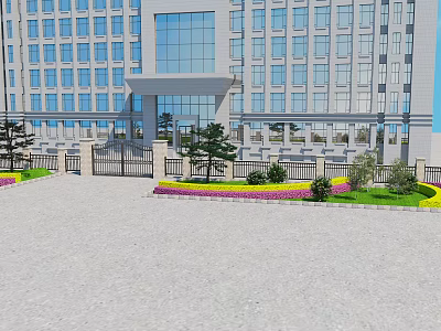 Creative Garden Ornaments With Colorful Flower Beds And Green Shrubs Design 3d model