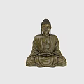 Intricately Crafted Golden Buddha Sculpture with Sitting Posture and Serene Expression
