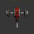 Futuristic Metallic Mechanical Device With Red Cylindrical Body Multiple Discs Control Buttons And Glowing Elements