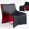 Modern Black And Red Leather Leisure Chair With Unique Curved Shape Design