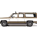 Classic Gold And White SUV With Roof Rack And Side Windows Design