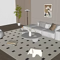 Modern Cream Style Sofa Coffee Table Combination Multi-person Sofa Coffee Table Fruit Plate Sofa Single-person Sofa Casual Chair Sofa Single-person Sofa 3d model
