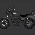 Vintage Black Motorcycle With Windshield Leather Seat And Spoked Wheels Design