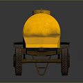 Yellow Fuel Tank Trailer Functional Vehicle Featuring Metal Structure And Wheels