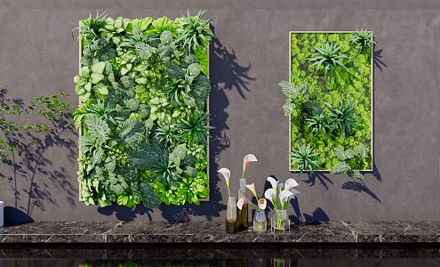 Modern plant wall green plant wall vertical greening decoration 3d model