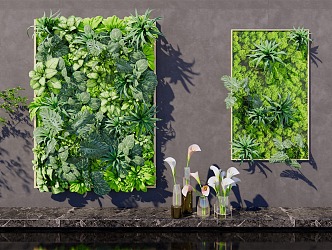 Modern plant wall green plant wall vertical greening decoration 3d model