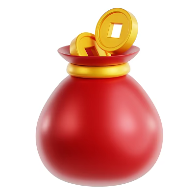 Modern lucky bag money bag gold coin cartoon lucky bag cartoon gold coin 3d model