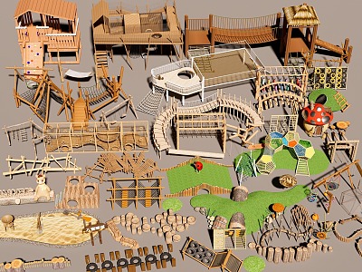 Children's Wooden Outdoor Equipment Children's Equipment Combination Children's Wooden Amusement Facilities Wild Fun Park model