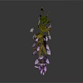 Wisteria Branches Featuring Purple Flower Clusters Green And Yellow Leaves On Dark Background