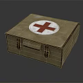 Vintage Brown First Aid Kit With Red Cross Symbol And Leather Straps