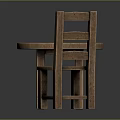 Simple Round Wooden Table with Slatted Back Chair Set Natural Wood Finish Design