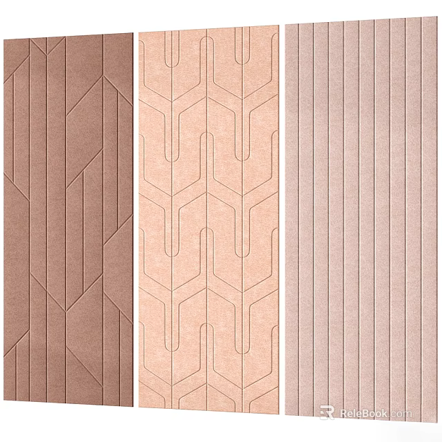 Background Wall With Three Different Designs Geometric Patterns Hexagon And Vertical Stripes 3d model