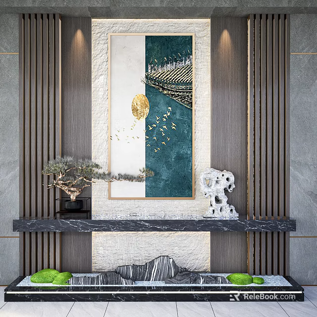 Elegant Modern Kitchen Interior With Marble Island And Luxury Cabinets 3d model 