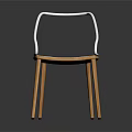 Leisure Chair With Wooden Seat Metal Frame Curved Backrest And Minimalist Design