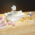 Lovely Decorative Ornament Set with Pink White Yellow Balloon Duckling Figures for Tabletop Decor